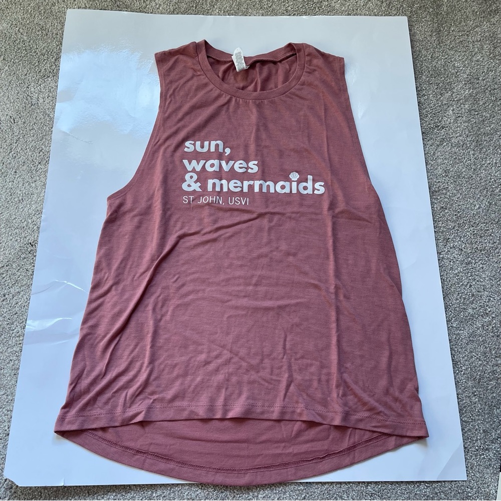 Sun, waves, and mermaids tank top